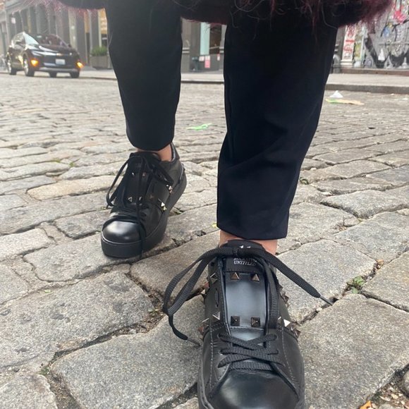 Black Valentino Garavani Rockstud Sneakers (Size 7).  Gently used. - Picture 8 of 8